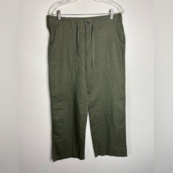 Nwt Gap Pants Wide Leg Size 6 Linen Green Olive Minimalist Granola Girl Pull on - Picture 1 of 15